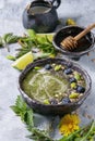 Spring nettle and dandelion smoothie Royalty Free Stock Photo