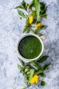 Spring nettle and dandelion smoothie Royalty Free Stock Photo