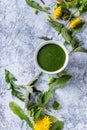 Spring nettle and dandelion smoothie Royalty Free Stock Photo