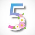 Spring number five with colorful flower ,vector illustration template, banners, Wallpaper, vintage.