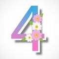 Spring number four with colorful flower ,vector illustration template, banners, Wallpaper, vintage.