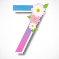 Spring number seven with colorful flower ,vector illustration te