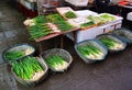 Spring onions stall Yichang Market, China 