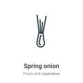 Spring onion outline vector icon. Thin line black spring onion icon, flat vector simple element illustration from editable fruits