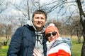 Spring outdoor portrait of a middle aged couple. Royalty Free Stock Photo