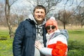 Spring outdoor portrait of a middle aged couple. Royalty Free Stock Photo