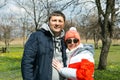 Spring outdoor portrait of a middle aged couple. Royalty Free Stock Photo