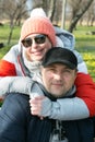 Spring outdoor portrait of a middle aged couple. Royalty Free Stock Photo