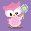 spring owls pink with sunflower 12