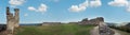 Spring panorama view of fortress ruins, Kremenets town, Ternopil Oblast, Ukraine. Built in 13th century Royalty Free Stock Photo