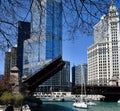 Sailboats Passing The Raised DuSable Bridge Royalty Free Stock Photo