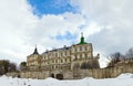 Spring Pidhirtsi Castle panorama view (Ukraine) Royalty Free Stock Photo