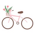 Spring pink bike with tulips.