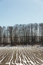 Spring Plowed Field Partly Covered Winter Melting Snow Ready For New Season Royalty Free Stock Photo