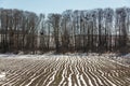 Spring Plowed Field Partly Covered Winter Melting Snow Ready For New Season Royalty Free Stock Photo