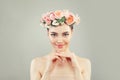 Spring portrait of beautiful woman with clear skin. Skincare and facial treatment concept Royalty Free Stock Photo