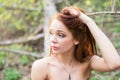 Spring portrait of a red-haired young lady Royalty Free Stock Photo
