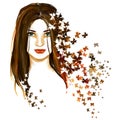 Spring portrait of young beautiful woman with butterflies Royalty Free Stock Photo