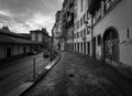 Spring in Portugal. Streets of the old town of Porto at the SÃÂ£o Bento train station. Portugal. Black and white Royalty Free Stock Photo