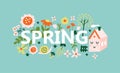 Spring poster with flowers. Vector illustration