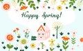 Spring poster with flowers. Vector illustration