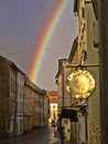 Spring rainbow over the city Jihlava