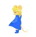 Cartoon rat in blue coat. Year of the rat. Chinese horoscope. Beauty mouse.