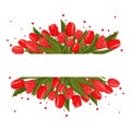 Spring rectangular frame with red tulips for text. Vector template with flowers for design, banner Royalty Free Stock Photo