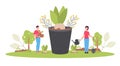 Spring Reforestation concept. Forest restoration, reforestation planting trees, environment day