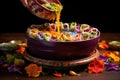 spring roll filling in a colorful bowl