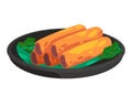 Spring roll lumpia fried appetizer in plate asian food graphic illustration