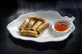 Spring rolls (Dim sum or Loempia), cuisine on the table.