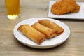 Spring rolls and Japanese Croquette with beer Royalty Free Stock Photo