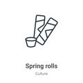 Spring rolls outline vector icon. Thin line black spring rolls icon, flat vector simple element illustration from editable culture Royalty Free Stock Photo