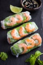 Spring rolls with shrimps and vegetables