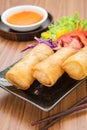 Spring rolls and sweet chili dip sauce Royalty Free Stock Photo