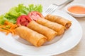 Spring rolls and sweet chili dip sauce Royalty Free Stock Photo