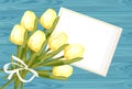 Spring rose gift box with yellow tulip flowers