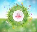 Spring round frame on bokeh background Royalty Free Stock Photo