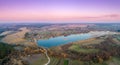 Spring rural landscape in the evening. Aerial view Royalty Free Stock Photo