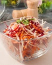 Spring salad with cabbage beetroot carrot in a glass bowl Royalty Free Stock Photo