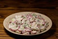 Spring salad with radish, dill and green onions and sour cream