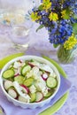 Spring salad from young vegetables