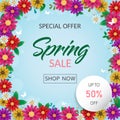 Spring time flowers sale banner and background.