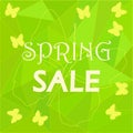 Spring sale ad template on low poly background
