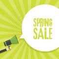 Spring Sale Announcement Megaphone in Retro BackgroundVector Illustration