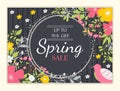 Spring sale background with beautiful colorful flower