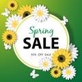 Spring sale background with beautiful flower, vector illustration template Royalty Free Stock Photo