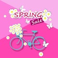 Spring sale background with beautiful flower, vector illustration template Royalty Free Stock Photo