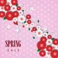 Spring sale background with beautiful flower, vector illustration template 209